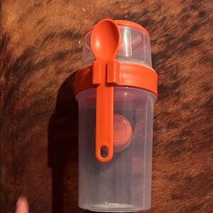 Orange and Clear Snack Container with Spoon